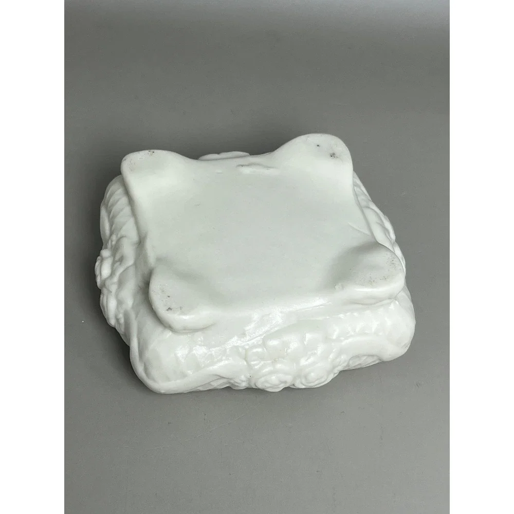 White Porcelain Bisque Jewelry Trinket Dish Roses Victorian 3